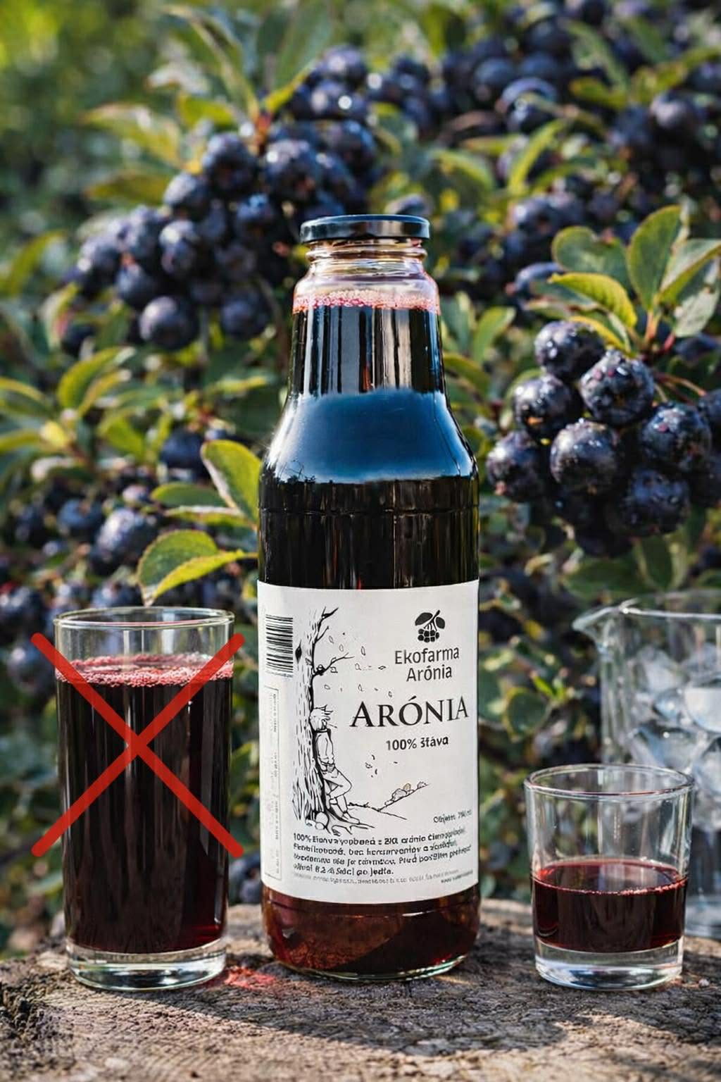 100% šťava z BIO arónie čiernoplodej 0,75L 5+1 ZADARMO